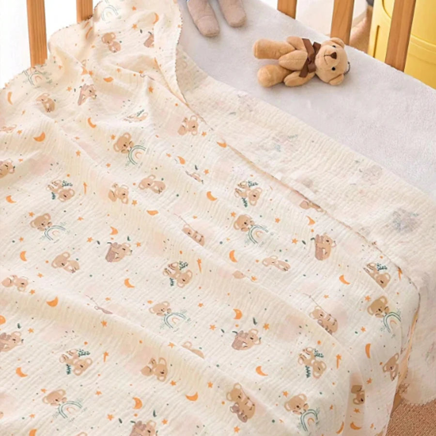 Baby Double-Layer Swaddle Blanket – Soft Breathable Newborn Wrap Quilt for All Seasons