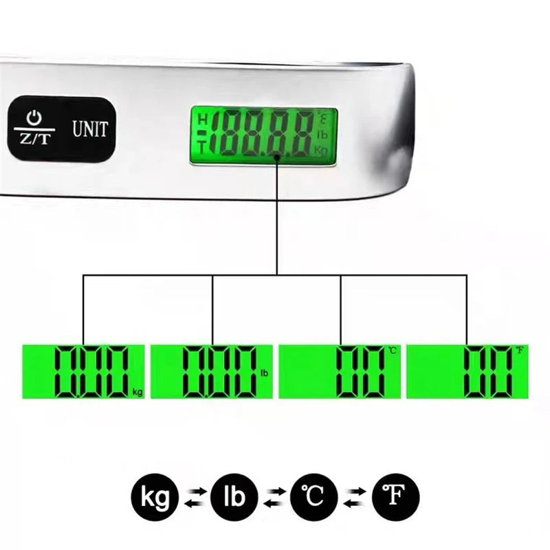 Portable Digital Luggage Scale – 110lb/50kg LCD Hanging Baggage Weigher