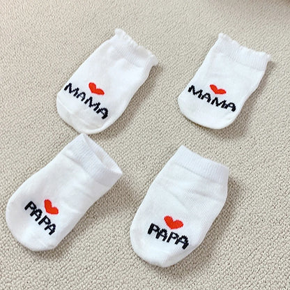Newborn Baby Socks 2-Pack – "I Love Mama & Papa" Cotton Crew Socks Gift Set