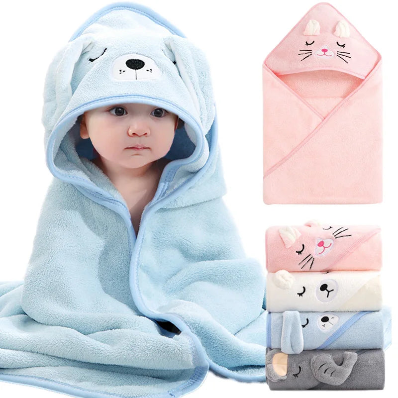 Cartoon Animal Baby Hooded Bath Towel – Soft Newborn Bathrobe Swaddle Wrap for Boys & Girls