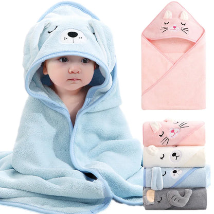 Cartoon Animal Baby Hooded Bath Towel – Soft Newborn Bathrobe Swaddle Wrap for Boys & Girls