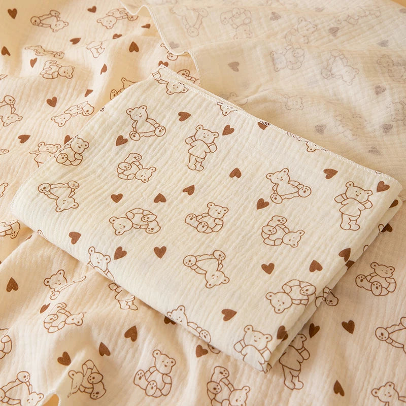 Baby Double-Layer Swaddle Blanket – Soft Breathable Newborn Wrap Quilt for All Seasons