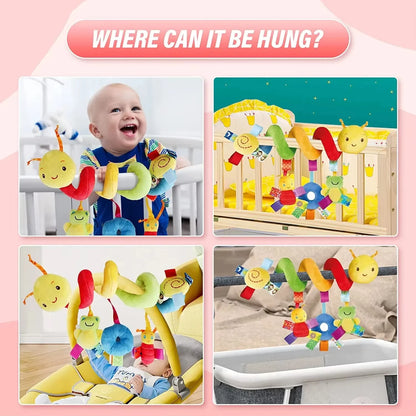 Baby Crib Hanging Rattle Toy – Soft Spiral Stroller & Car Seat Mobile for Newborns