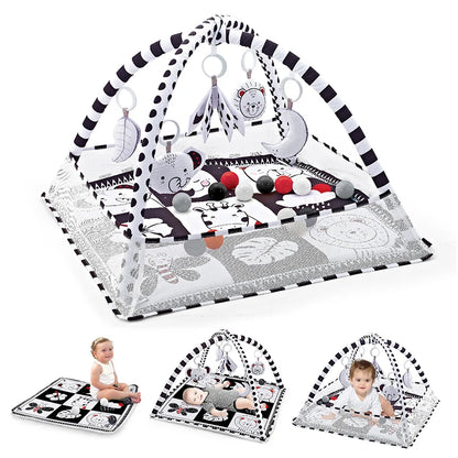Baby Play Gym Mat with Rack – Newborn Activity Tummy Time Blanket 0-36 Months