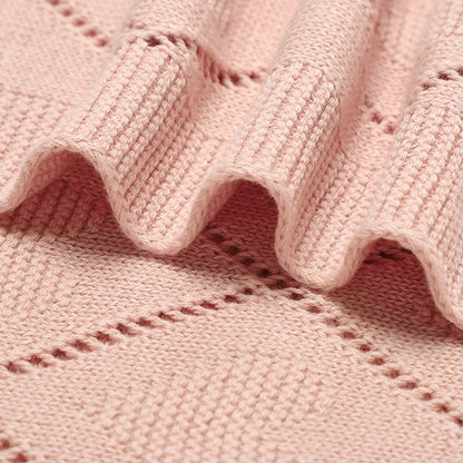 Baby Cotton Knit Swaddle Blanket – Super Soft Nursery Wrap Quilt 90×70cm for Newborns