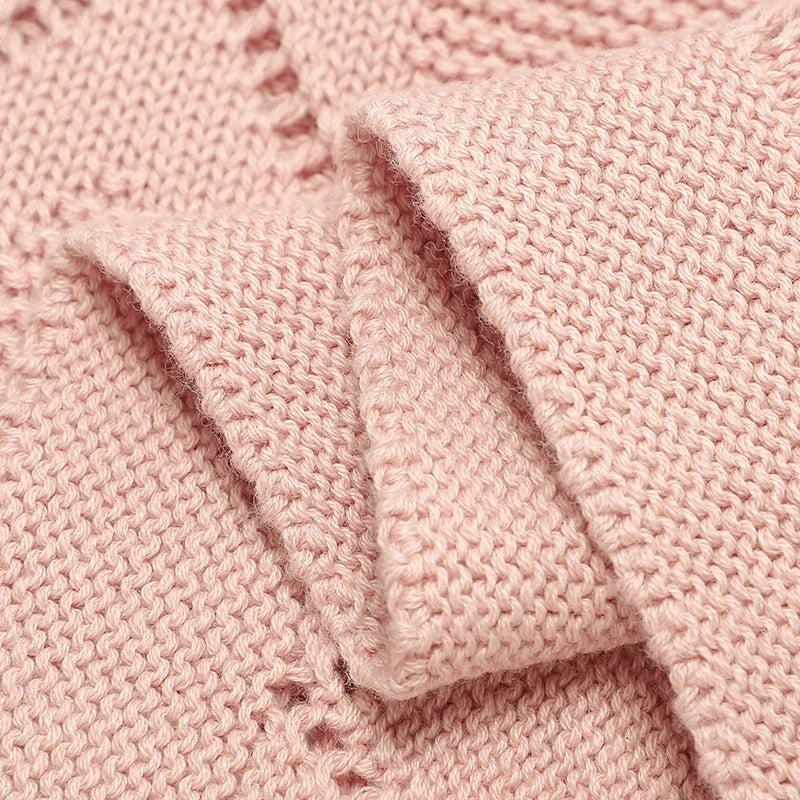 Baby Cotton Knit Swaddle Blanket – Super Soft Nursery Wrap Quilt 90×70cm for Newborns