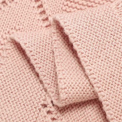 Baby Cotton Knit Swaddle Blanket – Super Soft Nursery Wrap Quilt 90×70cm for Newborns