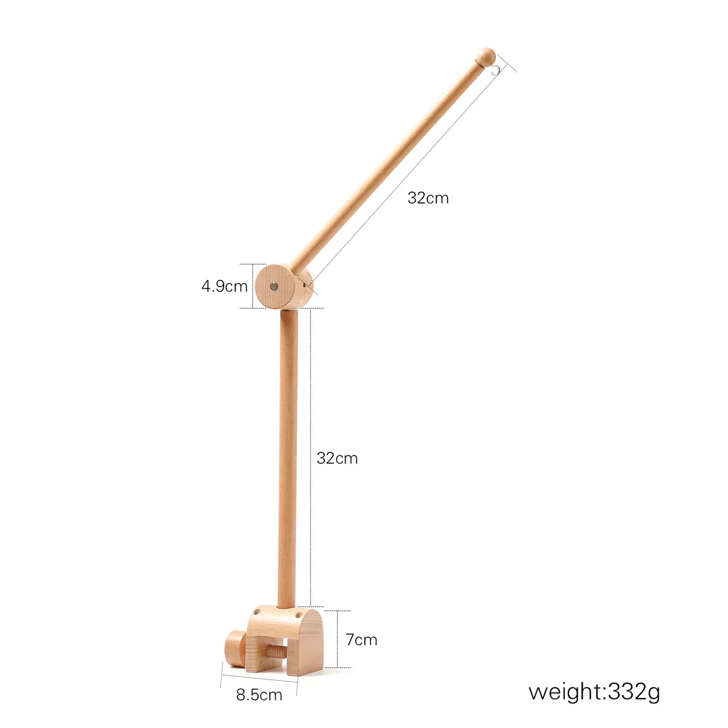 Baby Crib Mobile Rattle Toy – Felt Forest Animal Bed Bell with Wooden Bracket for 0–12 Months