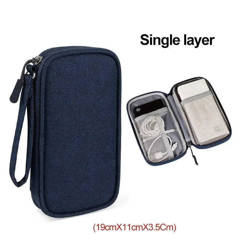 Portable Travel Cable Organizer Bag – Waterproof Double Layer Storage Pouch