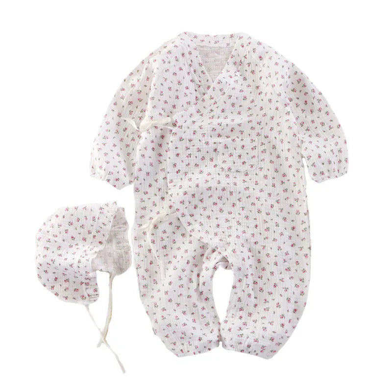 Baby Muslin Cotton Long Sleeve Romper – Unisex Jumpsuit for 0–24 Months