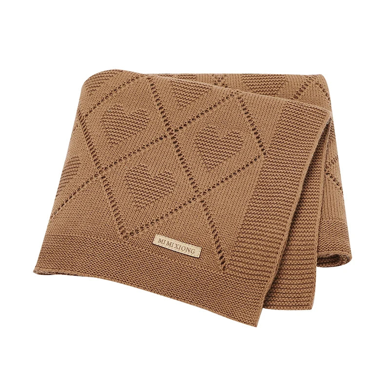 Baby Cotton Knit Swaddle Blanket – Super Soft Nursery Wrap Quilt 90×70cm for Newborns