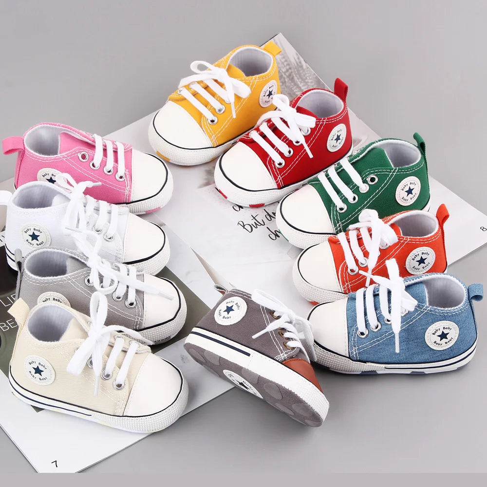 Baby Canvas Sneakers – Classic Soft Sole Non-Slip First Walker Shoes for Boys & Girls