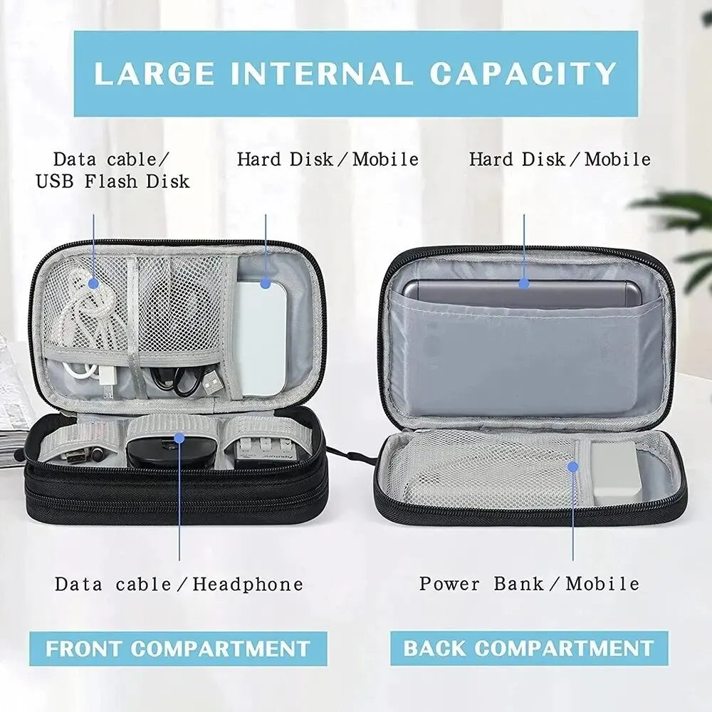 Portable Travel Cable Organizer Bag – Waterproof Double Layer Storage Pouch