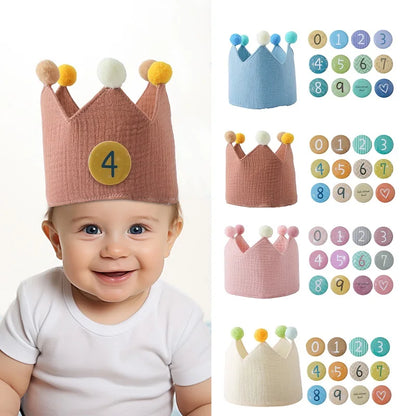 Baby Birthday Crown Hat – Woolen Ball Headband for Kids Party & Photography Props