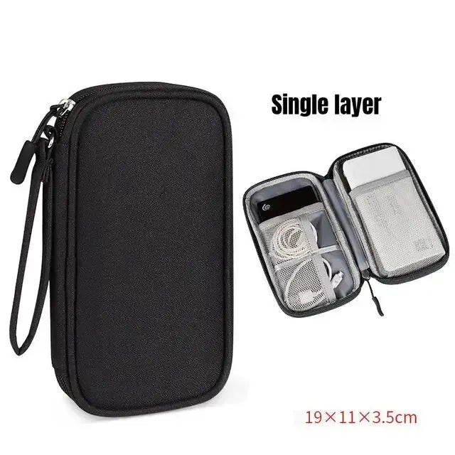 Portable Travel Cable Organizer Bag – Waterproof Double Layer Storage Pouch