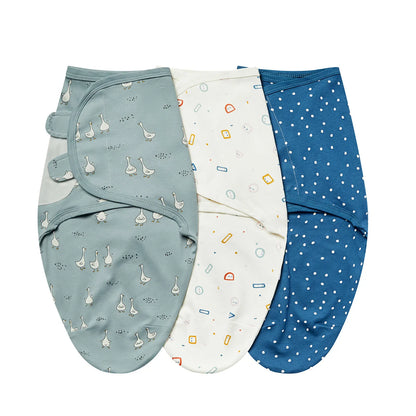 Baby Swaddle Blanket 3-Pack – 100% Cotton Adjustable Newborn Wrap Set for 0–6 Months