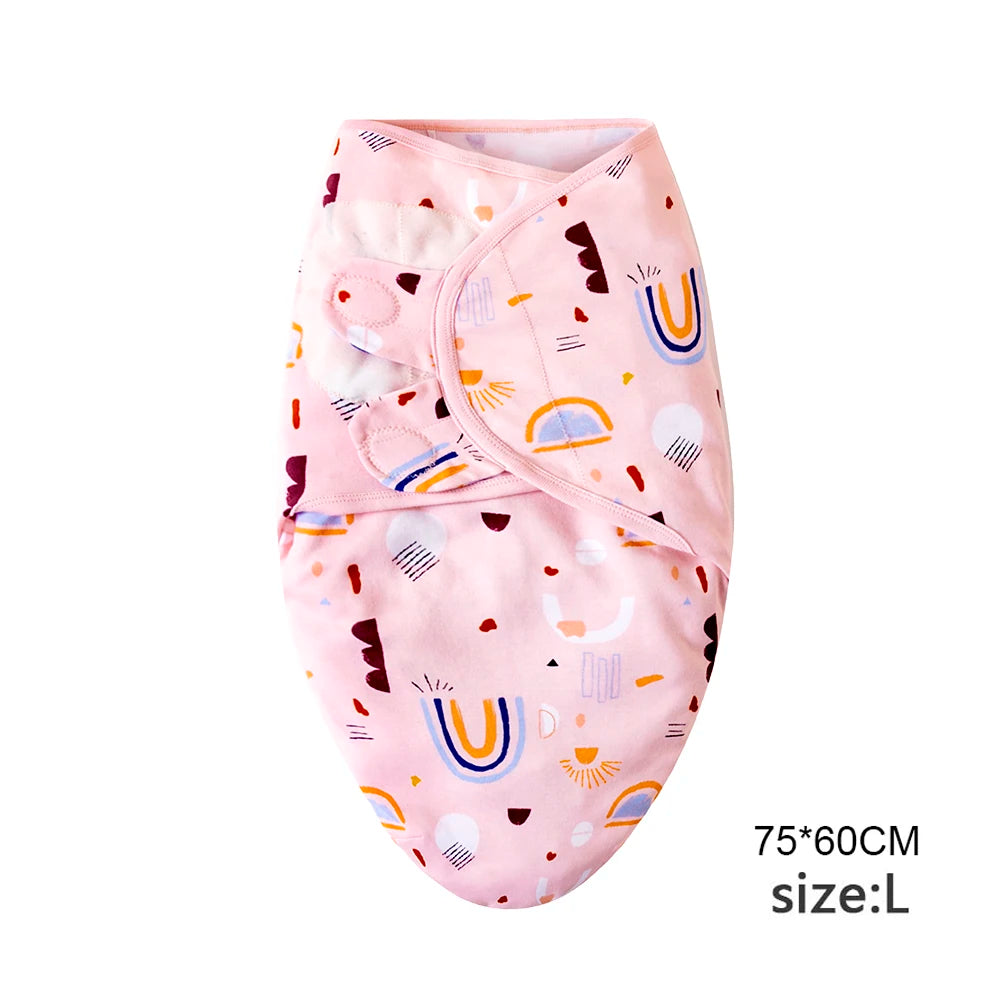 Newborn Baby Swaddle Blanket & Hat Set – Cartoon Cotton Wrap for 0-6 Months