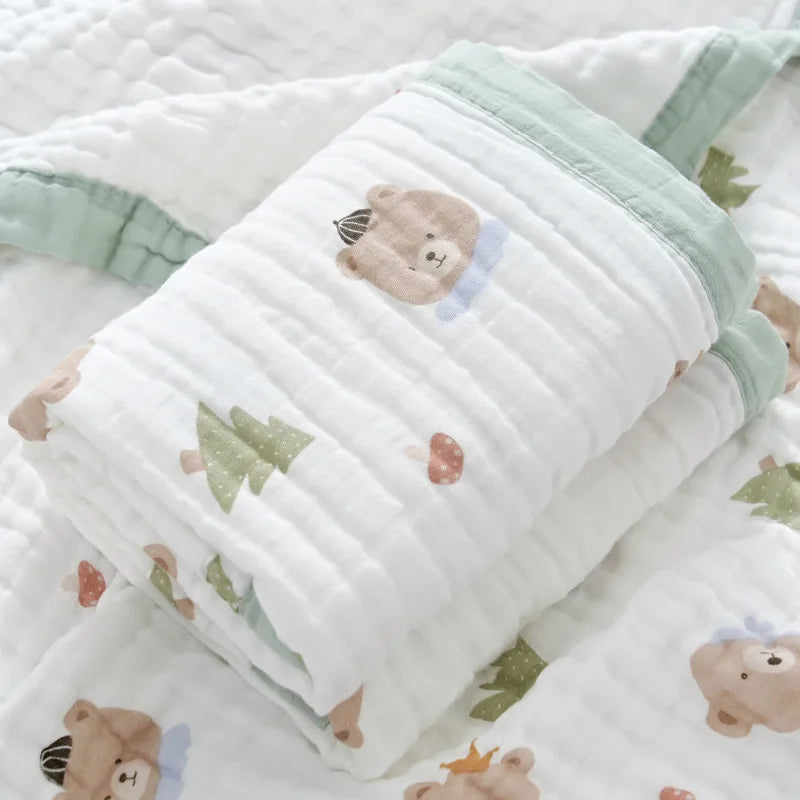 Baby 6-Layer Cotton Gauze Blanket – Soft Breathable Newborn Swaddle & Bath Towel