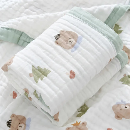 Baby 6-Layer Cotton Gauze Blanket – Soft Breathable Newborn Swaddle & Bath Towel
