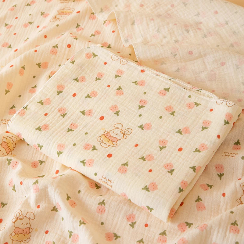 Baby Double-Layer Swaddle Blanket – Soft Breathable Newborn Wrap Quilt for All Seasons