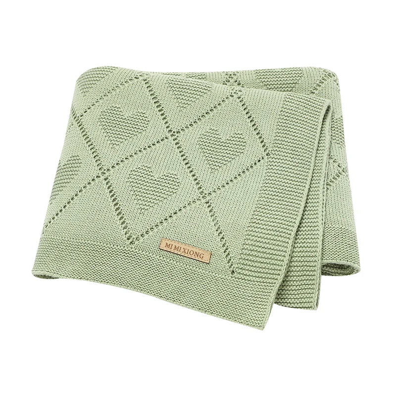 Baby Cotton Knit Swaddle Blanket – Super Soft Nursery Wrap Quilt 90×70cm for Newborns