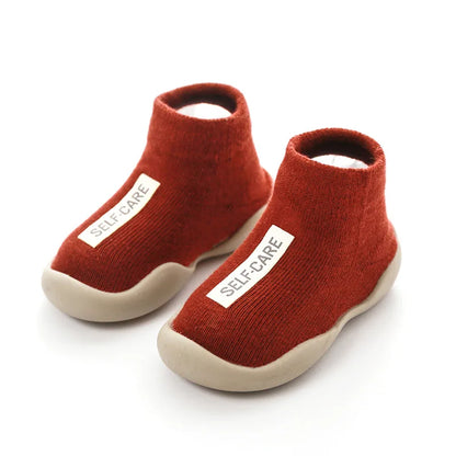 Baby Knit Booties – Soft Non-Slip Rubber Sole Barefoot Floor Shoes for Infant Boys & Girls