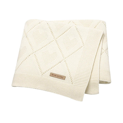 Baby Cotton Knit Swaddle Blanket – Super Soft Nursery Wrap Quilt 90×70cm for Newborns