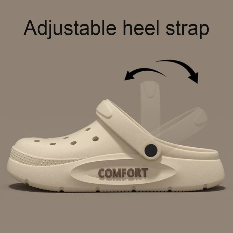 Couple Indoor & Outdoor Sandals – Anti-Slip Hollow Covered Toe Thick Bottom Slippers for Men & Women