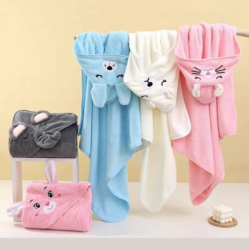 Cartoon Baby Hooded Bath Towel – Soft Newborn Bathrobe Swaddle Wrap for Boys & Girls