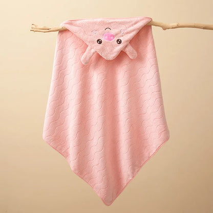 Baby Hooded Bathrobe Towel – Soft Coral Fleece Cartoon Bath Wrap for Newborns & Toddlers