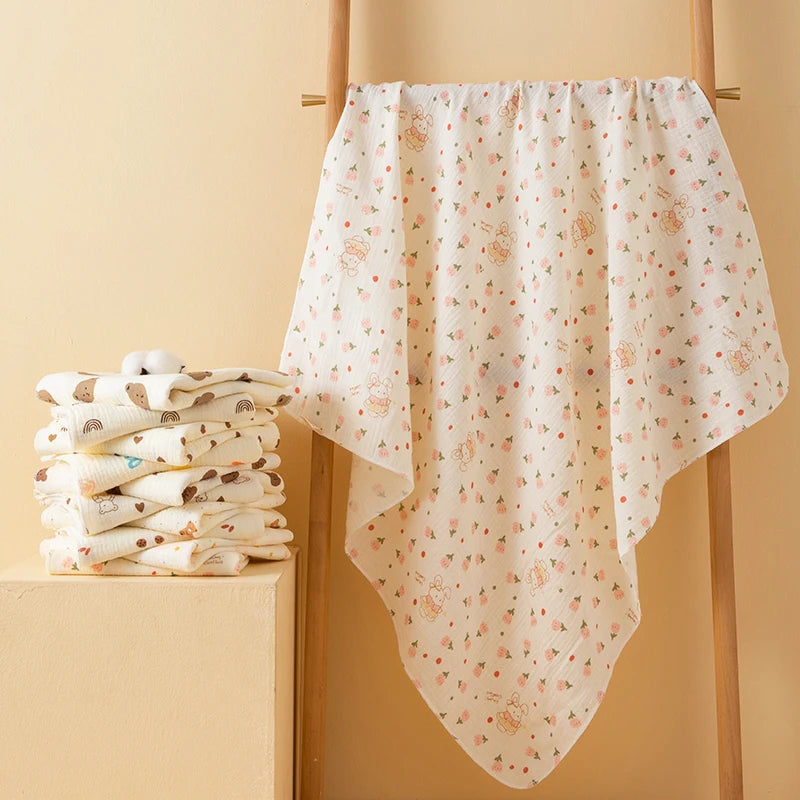 Baby Double-Layer Swaddle Blanket – Soft Breathable Newborn Wrap Quilt for All Seasons