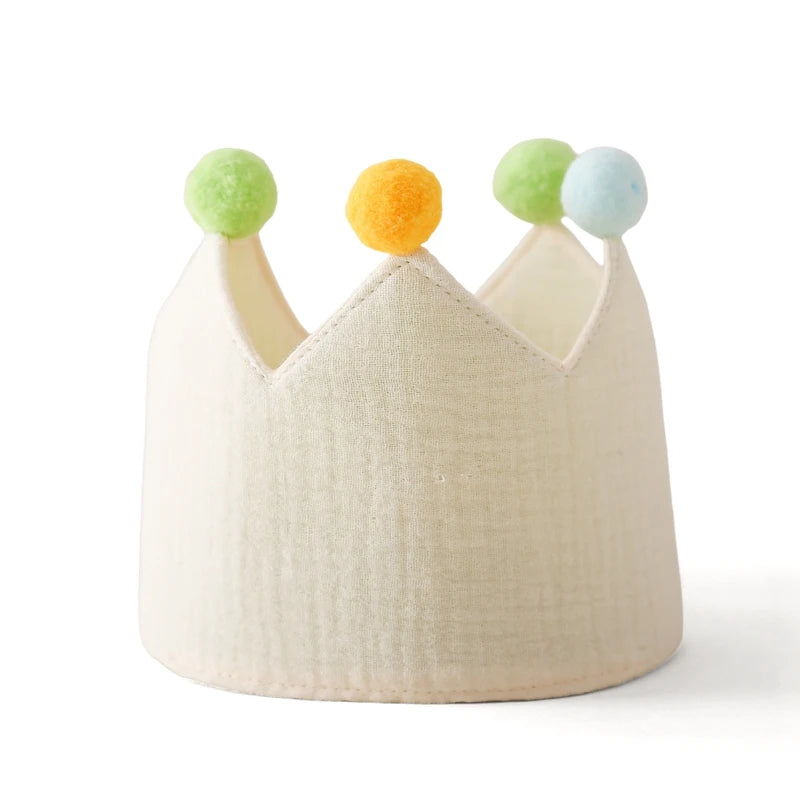 Baby Birthday Crown Hat – Woolen Ball Headband for Kids Party & Photography Props