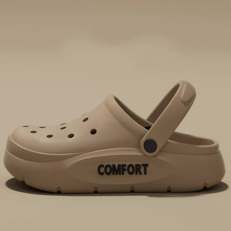 Couple Indoor & Outdoor Sandals – Anti-Slip Hollow Covered Toe Thick Bottom Slippers for Men & Women