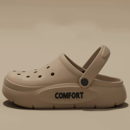 Couple Indoor & Outdoor Sandals – Anti-Slip Hollow Covered Toe Thick Bottom Slippers for Men & Women