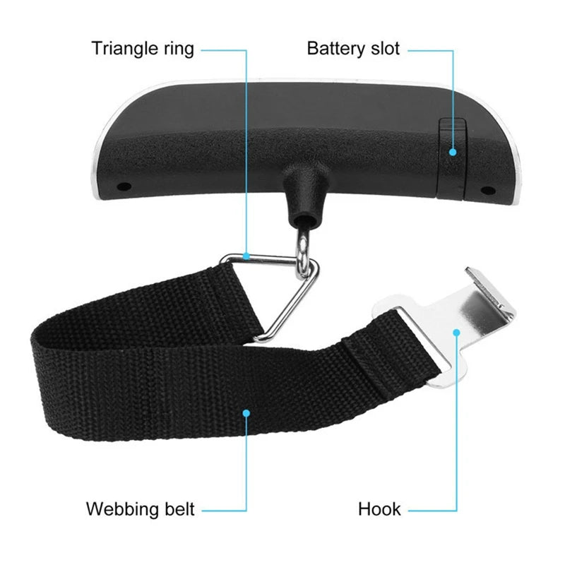 Portable Digital Luggage Scale – 110lb/50kg LCD Hanging Baggage Weigher