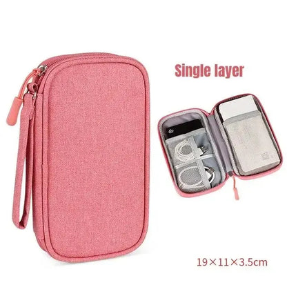 Portable Travel Cable Organizer Bag – Waterproof Double Layer Storage Pouch