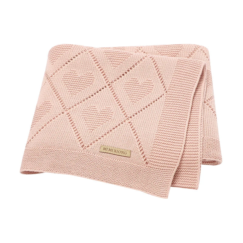 Baby Cotton Knit Swaddle Blanket – Super Soft Nursery Wrap Quilt 90×70cm for Newborns