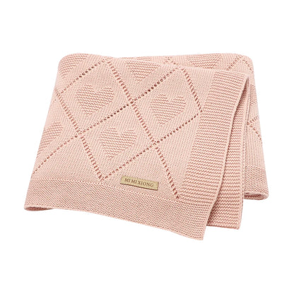Baby Cotton Knit Swaddle Blanket – Super Soft Nursery Wrap Quilt 90×70cm for Newborns