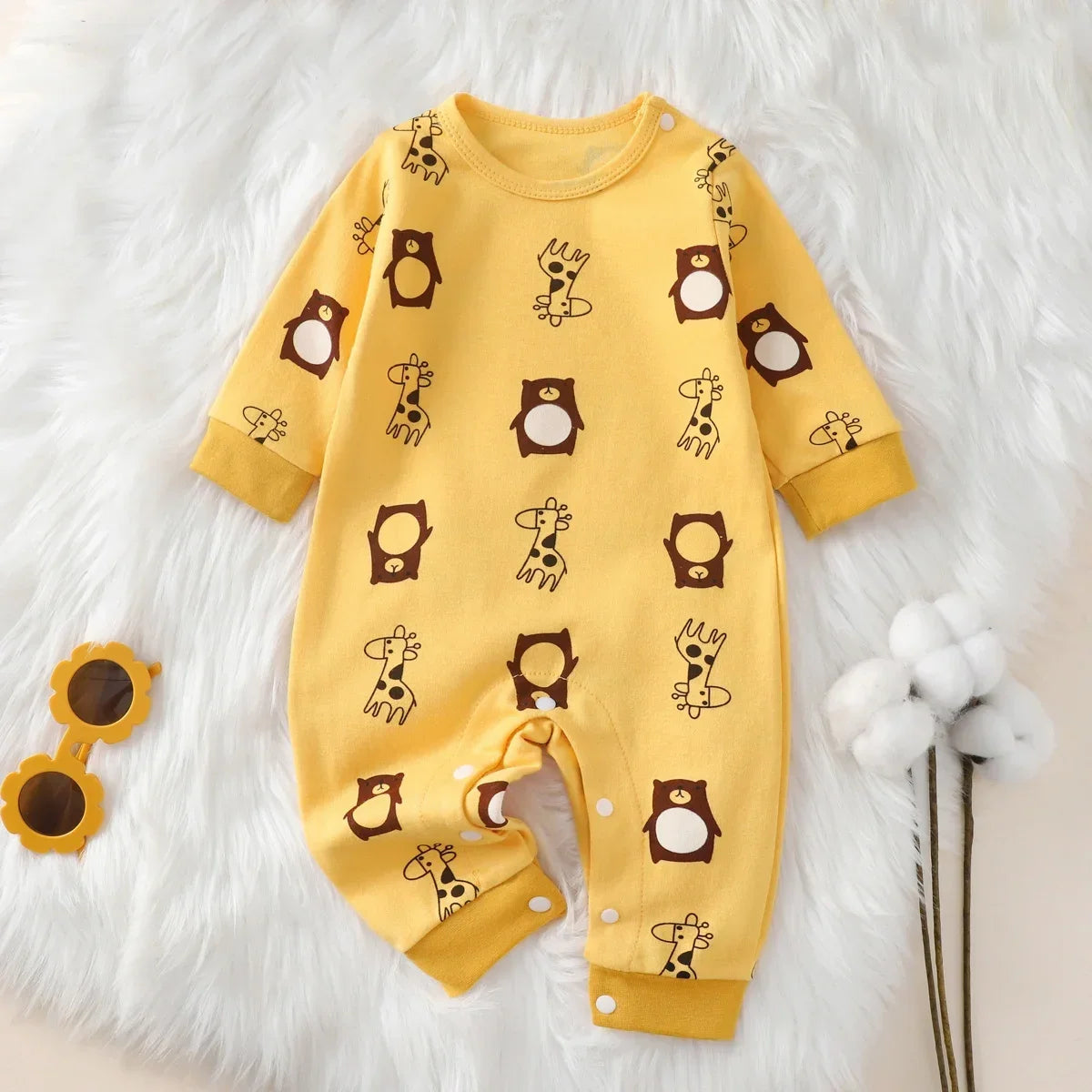 Newborn Baby Cotton Romper – Soft Long Sleeve Infant Clothes for Boys & Girls 0–18 Months