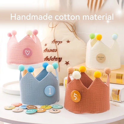 Baby Birthday Crown Hat – Woolen Ball Headband for Kids Party & Photography Props