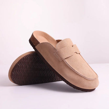 Women's Cork Mule Clogs – Suede Anti-Slip Outdoor Slippers with Arch Support