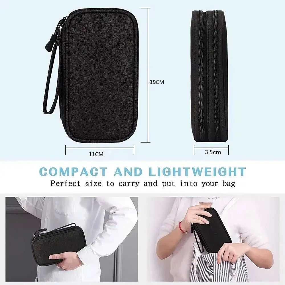 Portable Travel Cable Organizer Bag – Waterproof Double Layer Storage Pouch