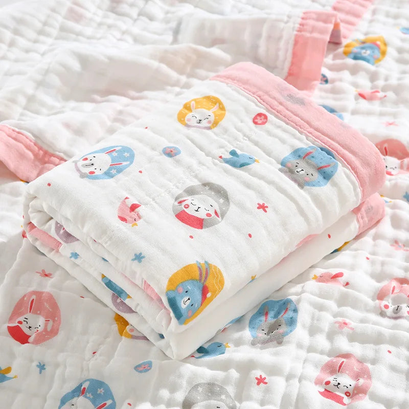 Baby 6-Layer Cotton Gauze Blanket – Soft Breathable Newborn Swaddle & Bath Towel