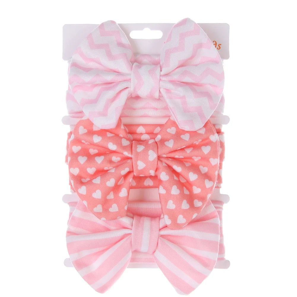 Baby Headbands 3-Pack – Cute Cotton Bow & Print Hairbands for Newborns
