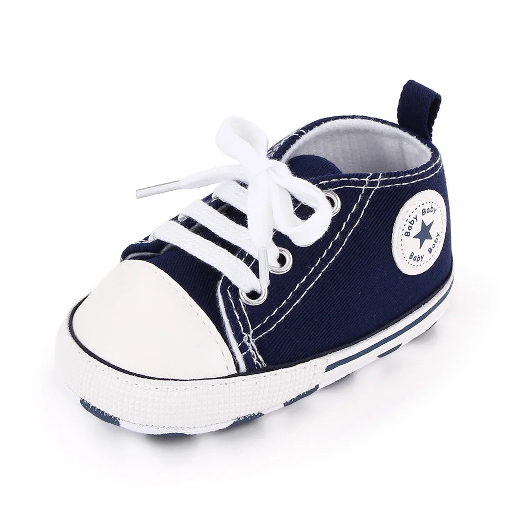 Baby Canvas Sneakers – Classic Soft Sole Non-Slip First Walker Shoes for Boys & Girls