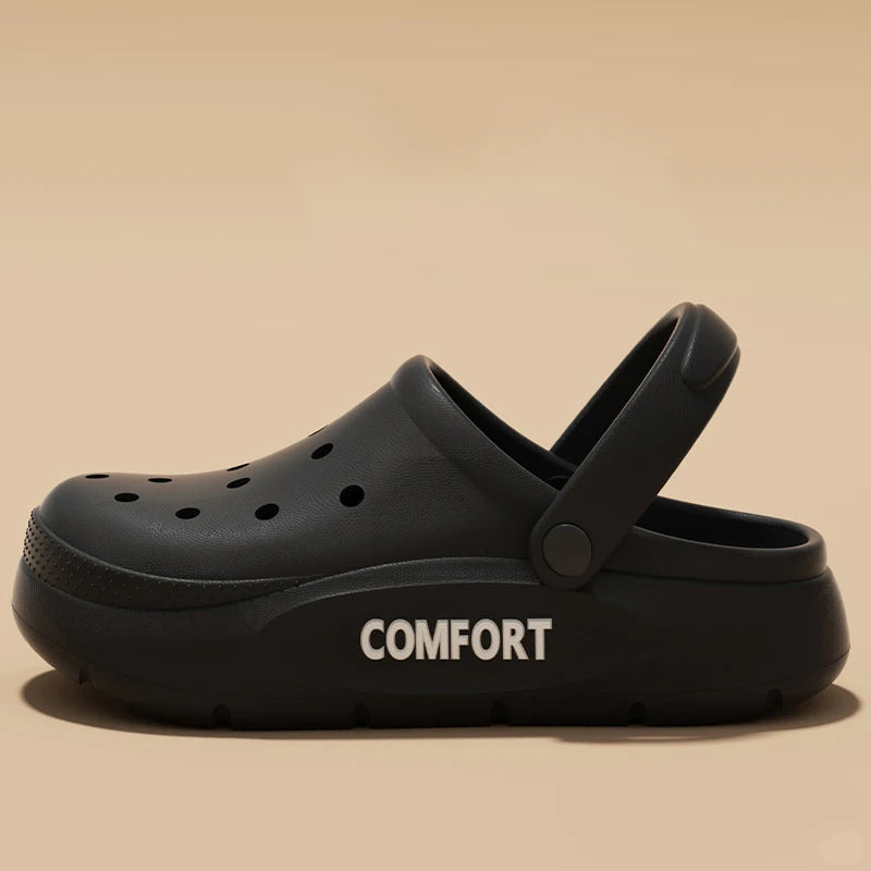 Couple Indoor & Outdoor Sandals – Anti-Slip Hollow Covered Toe Thick Bottom Slippers for Men & Women