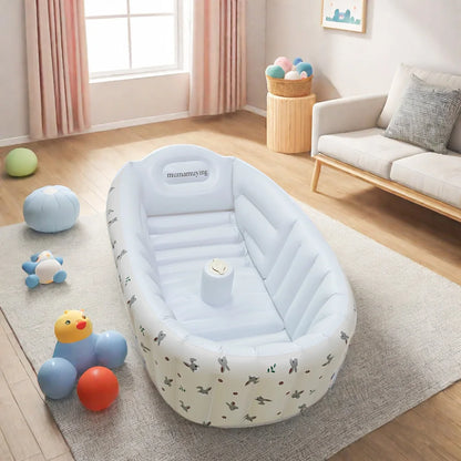 Baby Inflatable Bathtub – Portable Cartoon Animal Swimming Pool for Newborns & Toddlers