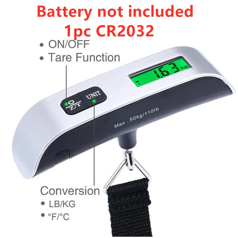 Portable Digital Luggage Scale – 110lb/50kg LCD Hanging Baggage Weigher