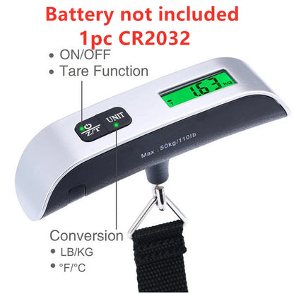 Portable Digital Luggage Scale – 110lb/50kg LCD Hanging Baggage Weigher