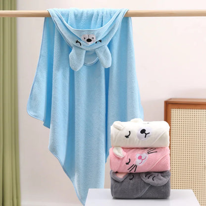 Cartoon Baby Hooded Bath Towel – Soft Newborn Bathrobe Swaddle Wrap for Boys & Girls